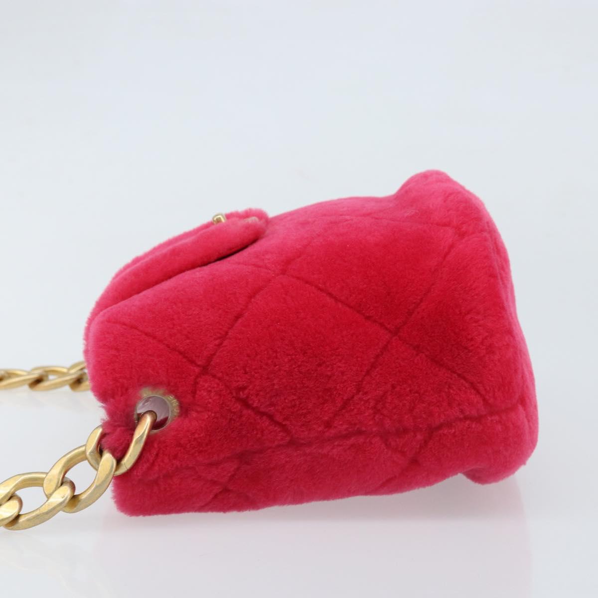 CHANEL Matelasse Chain Shoulder Bag fur Pink Gold CC Auth LNZ158SM