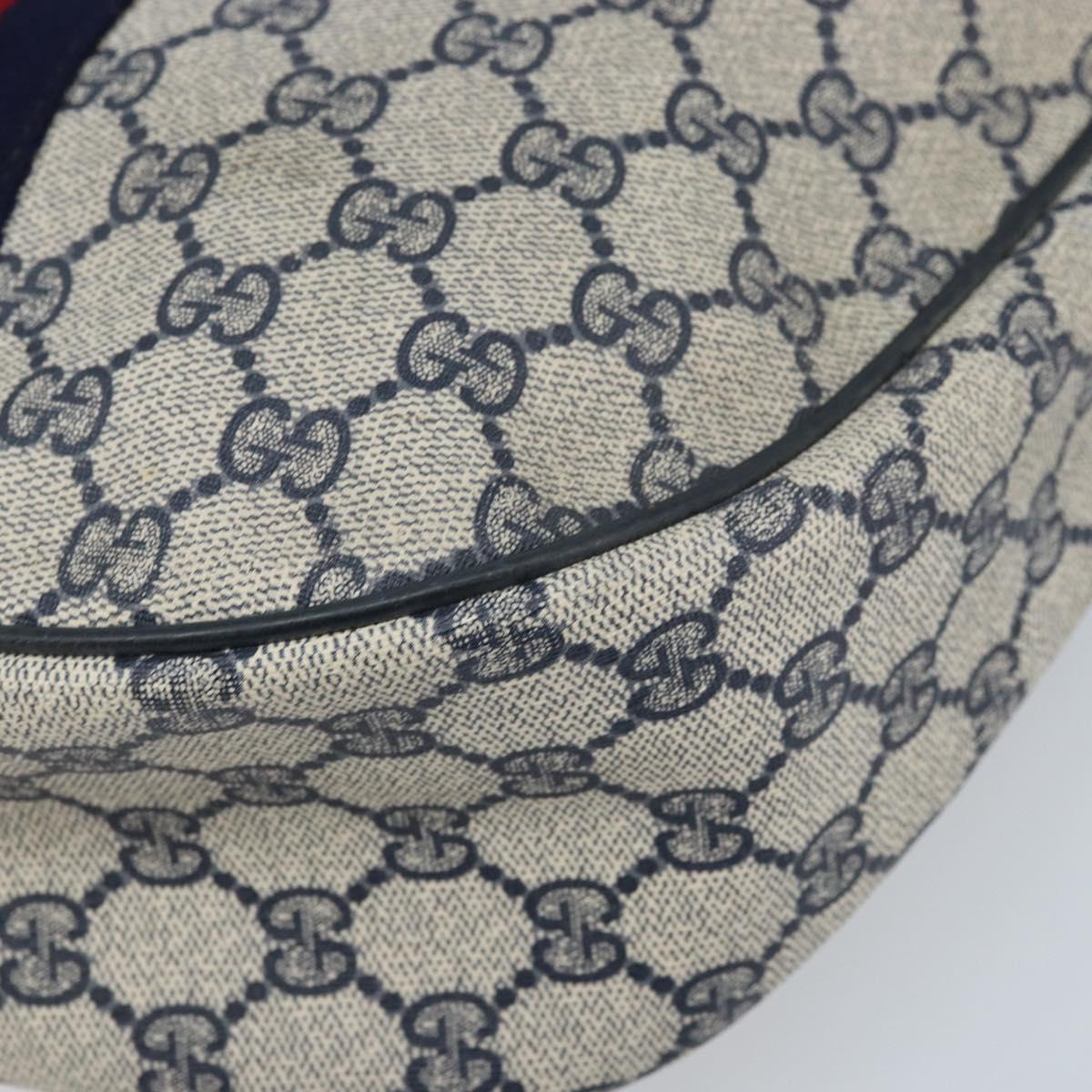 GUCCI GG Supreme Sherry Line Shoulder Bag PVC Navy Gold Auth LNZ160