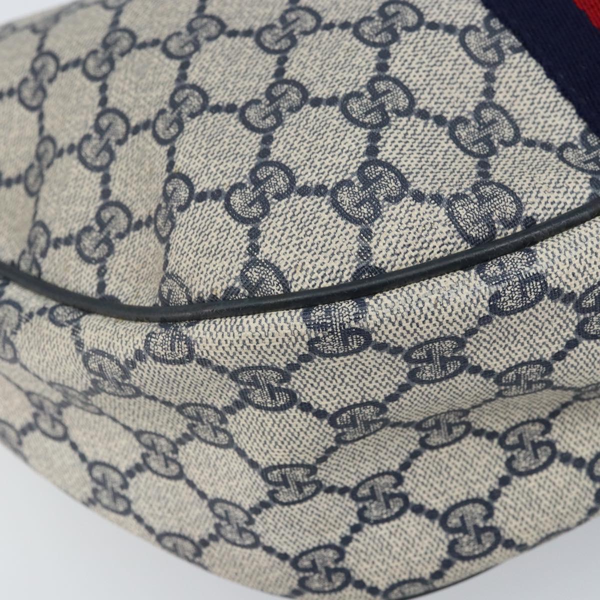GUCCI GG Supreme Sherry Line Shoulder Bag PVC Navy Gold Auth LNZ160