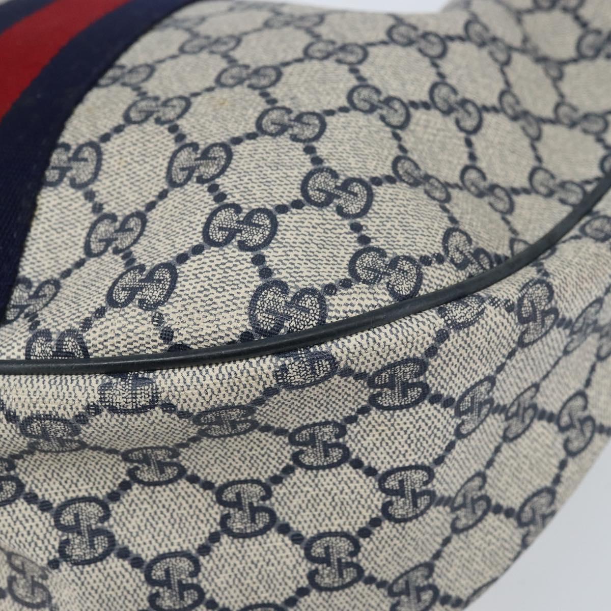 GUCCI GG Supreme Sherry Line Shoulder Bag PVC Navy Gold Auth LNZ160