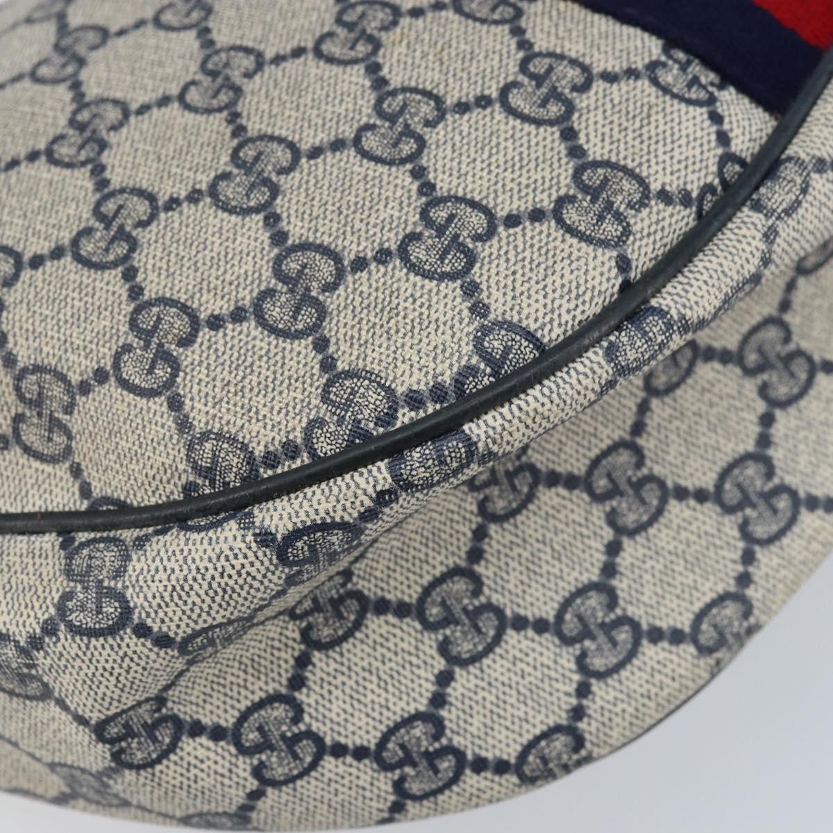 GUCCI GG Supreme Sherry Line Shoulder Bag PVC Navy Gold Auth LNZ160