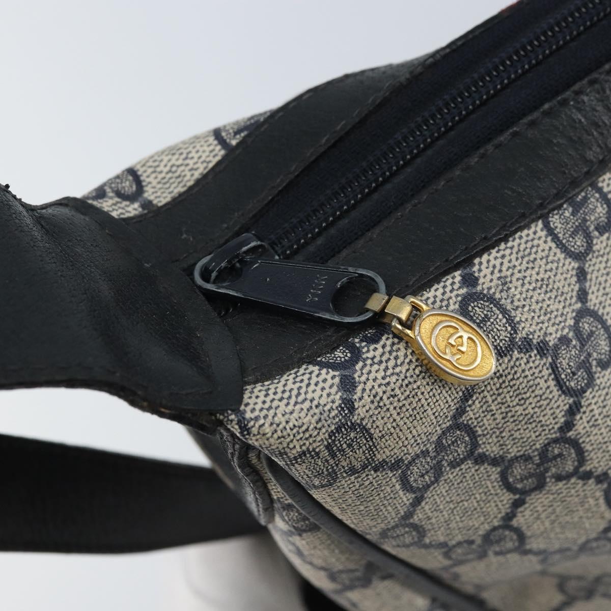 GUCCI GG Supreme Sherry Line Shoulder Bag PVC Navy Gold Auth LNZ160