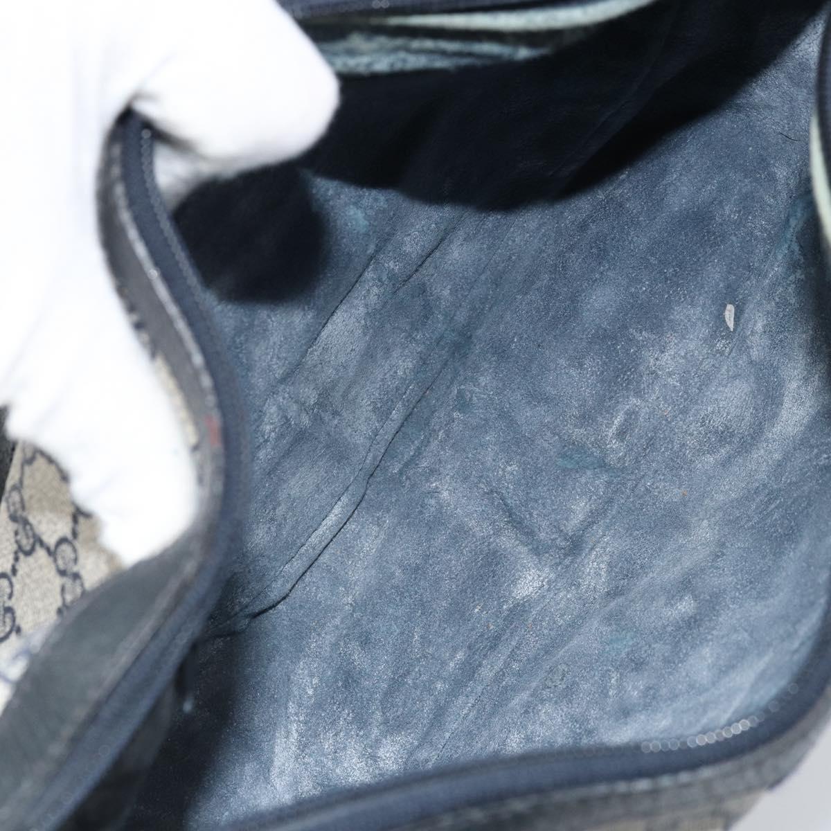 GUCCI GG Supreme Sherry Line Shoulder Bag PVC Navy Gold Auth LNZ160