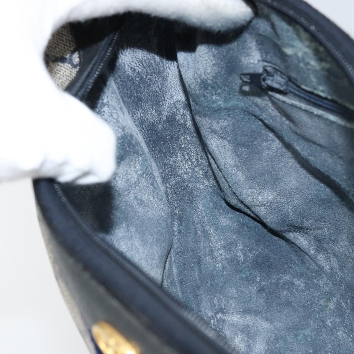 GUCCI GG Supreme Sherry Line Shoulder Bag PVC Navy Gold Auth LNZ160