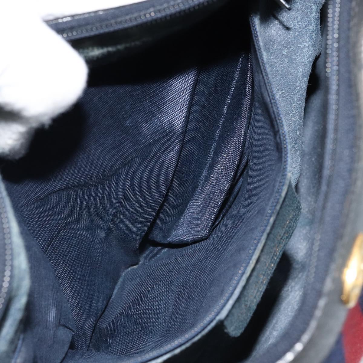 GUCCI GG Supreme Sherry Line Shoulder Bag PVC Navy Gold Auth LNZ160