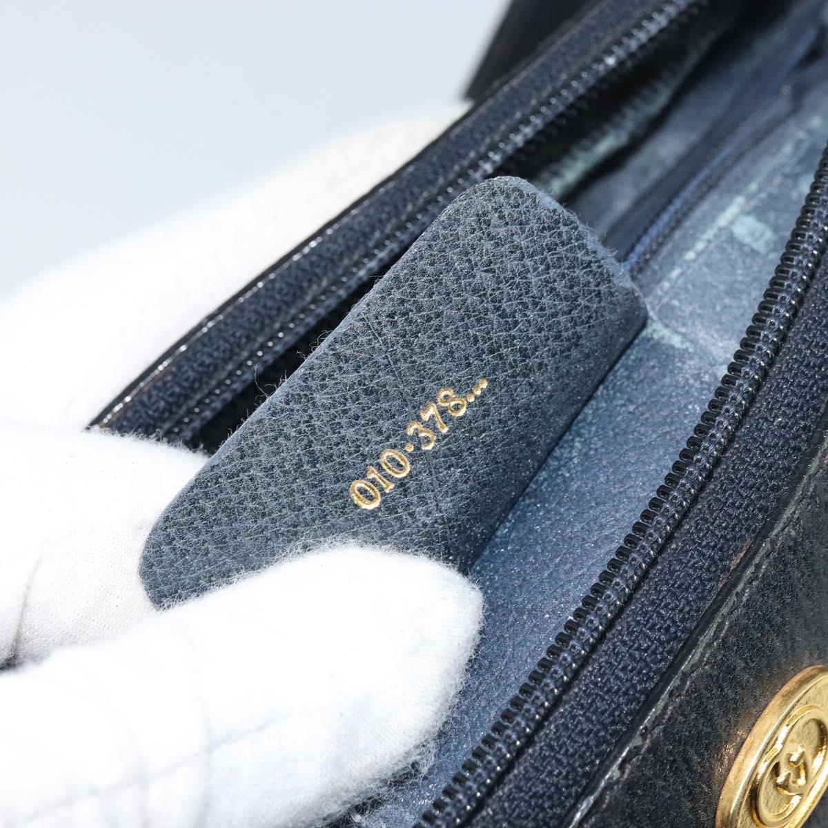 GUCCI GG Supreme Sherry Line Shoulder Bag PVC Navy Gold Auth LNZ160