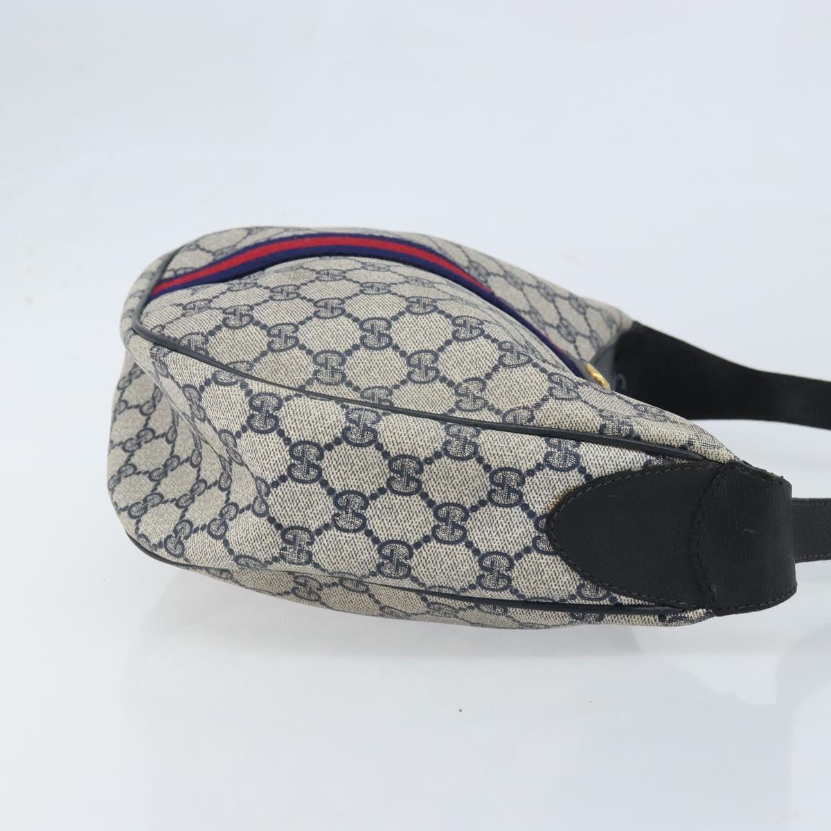 GUCCI GG Supreme Sherry Line Shoulder Bag PVC Navy Gold Auth LNZ160