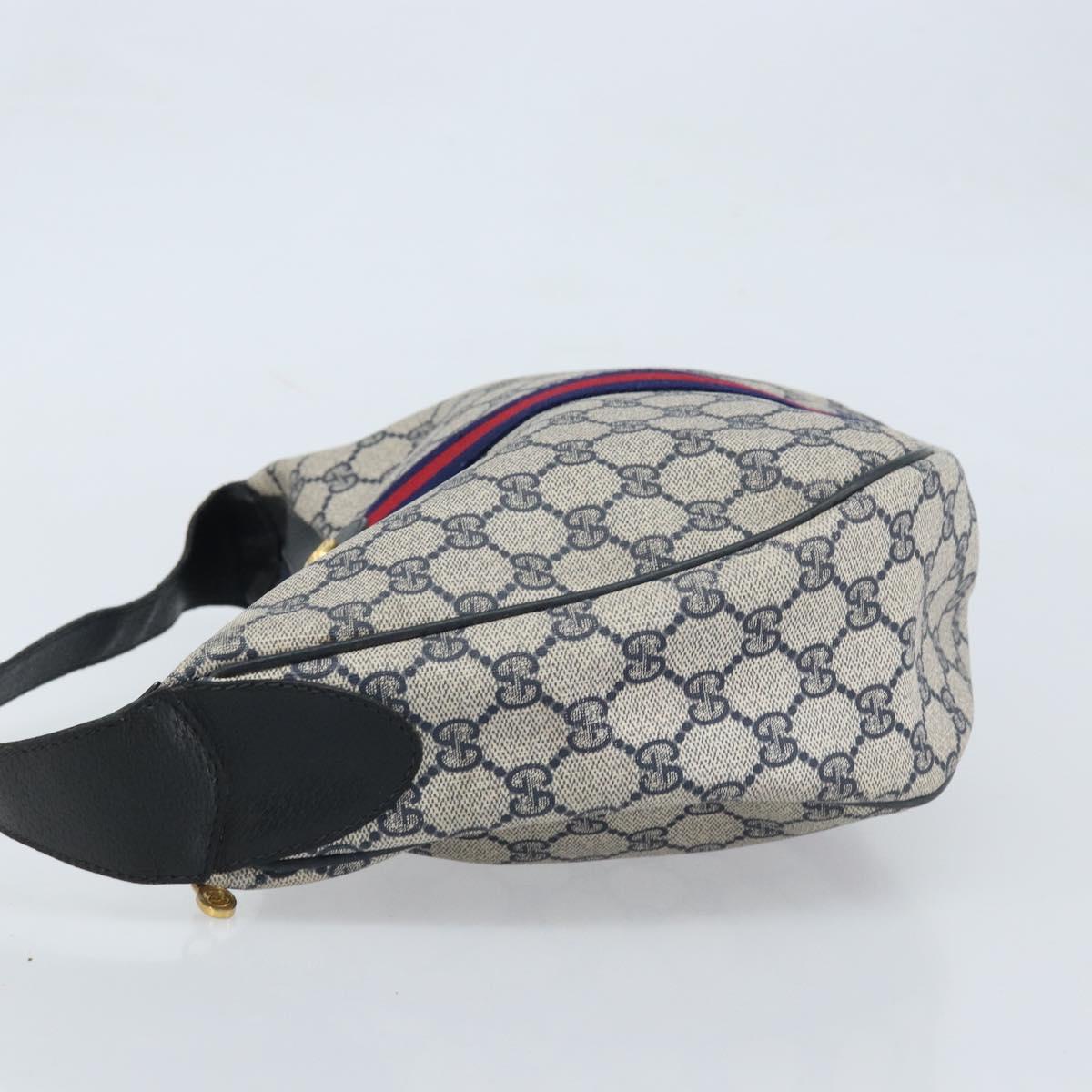 GUCCI GG Supreme Sherry Line Shoulder Bag PVC Navy Gold Auth LNZ160