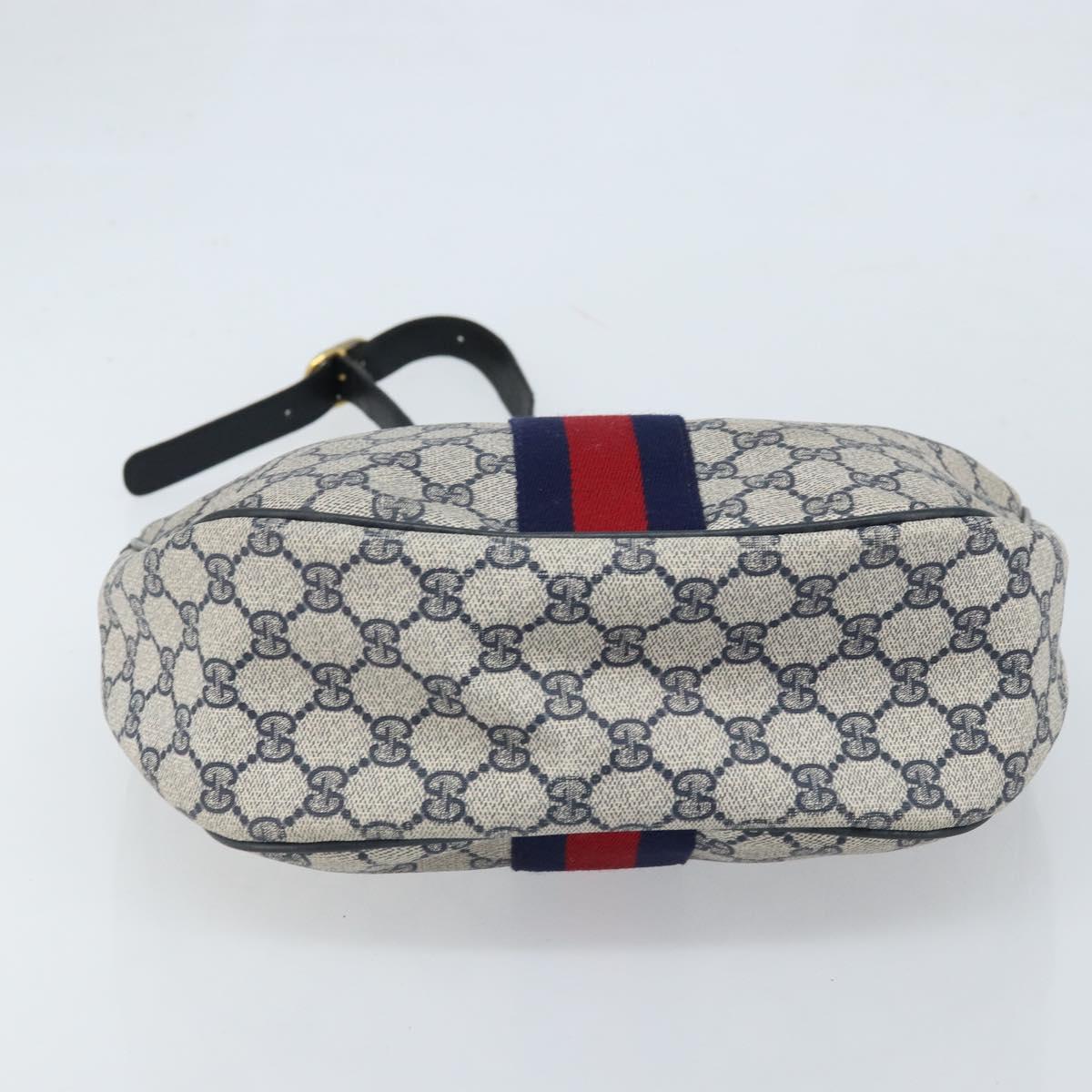 GUCCI GG Supreme Sherry Line Shoulder Bag PVC Navy Gold Auth LNZ160