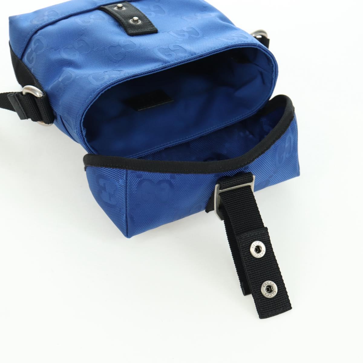 GUCCI GG Canvas Shoulder Bag Blue 643858 Auth LNZ169M