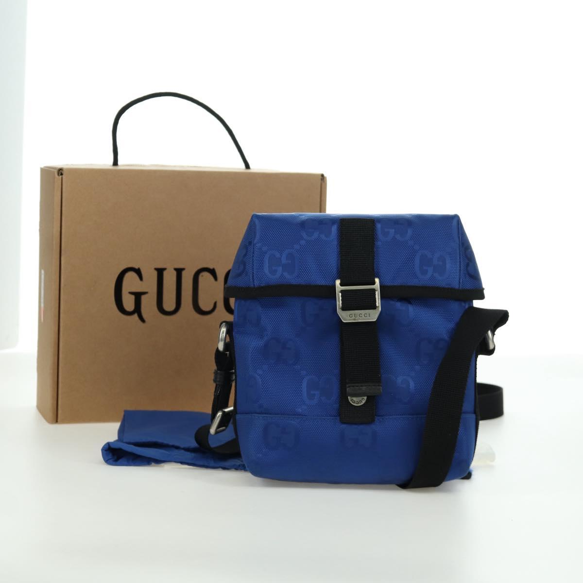 GUCCI GG Canvas Shoulder Bag Blue 643858 Auth LNZ169M