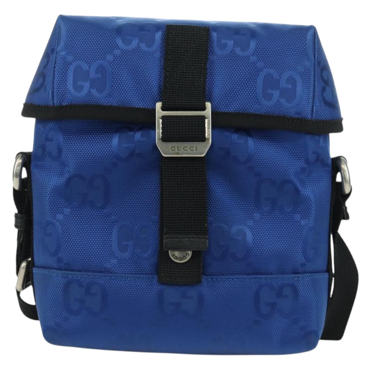 GUCCI GG Canvas Shoulder Bag Blue 643858 Auth LNZ169M