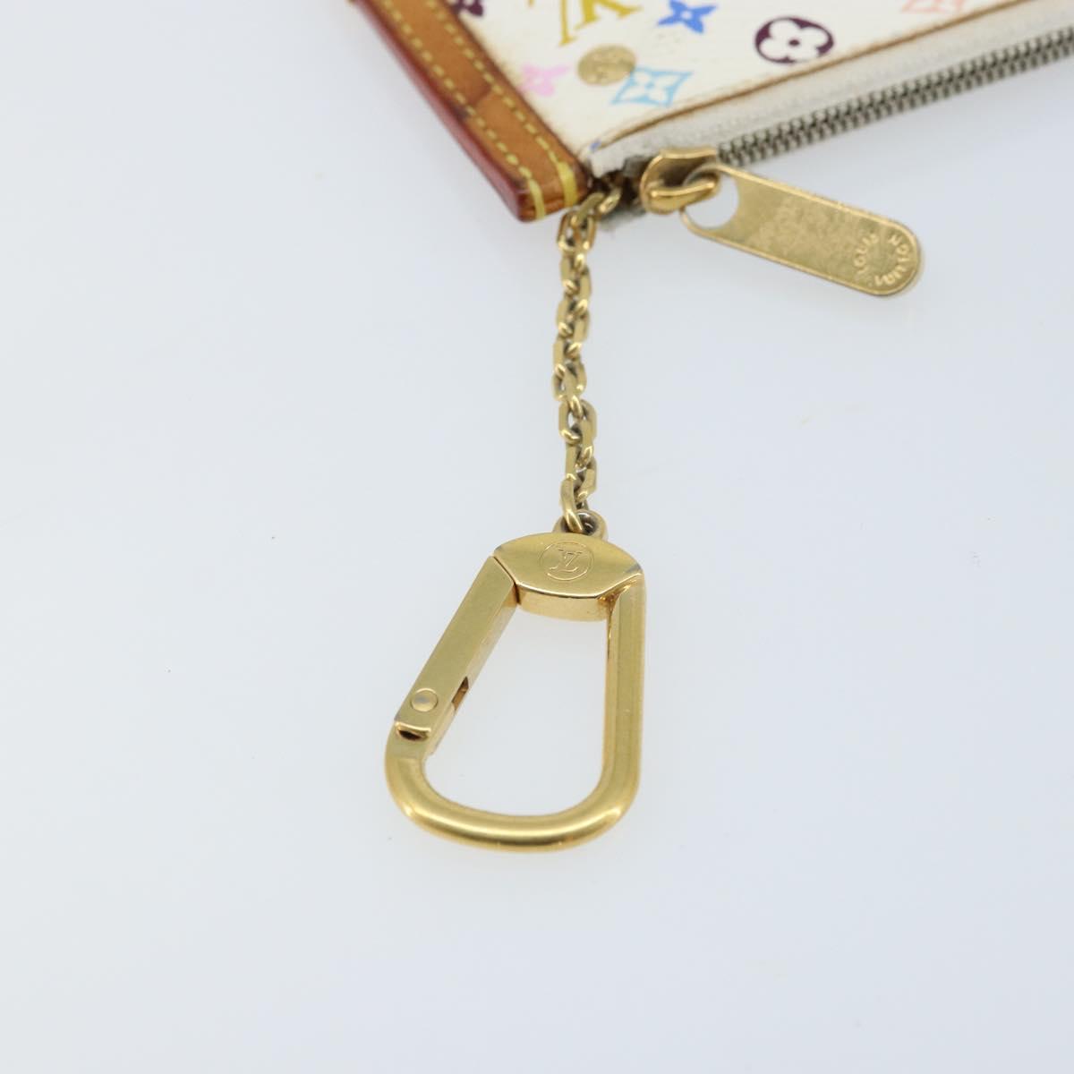 LOUIS VUITTON Monogram Multicolor Pochette Cles Purse White M92655 Auth LNZ175
