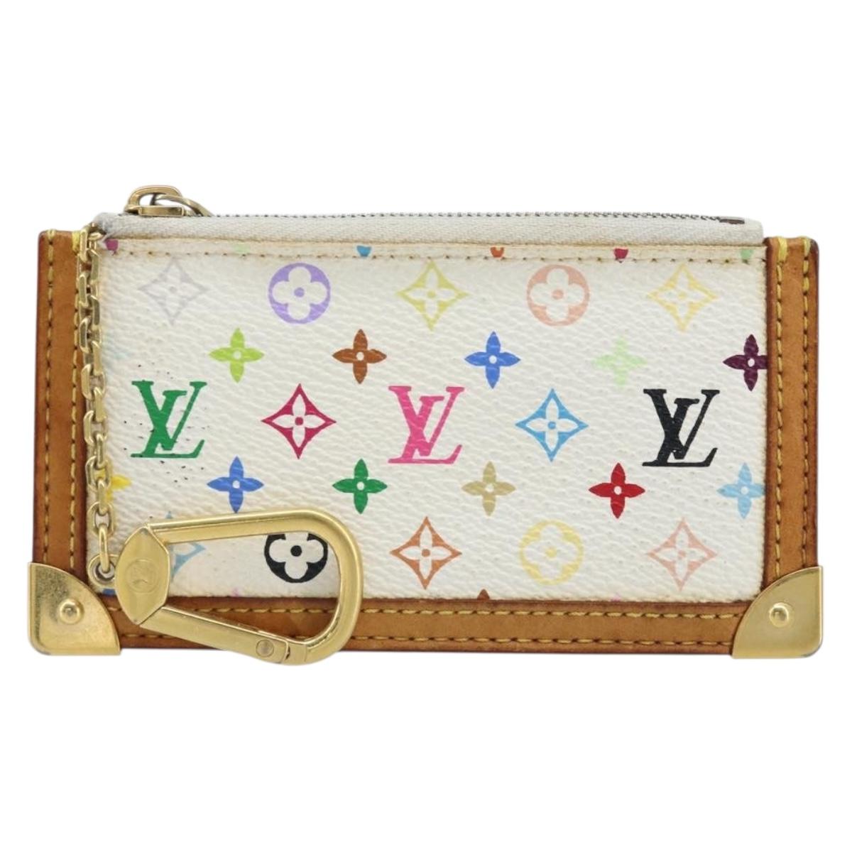 LOUIS VUITTON Monogram Multicolor Pochette Cles Purse White M92655 Auth LNZ175