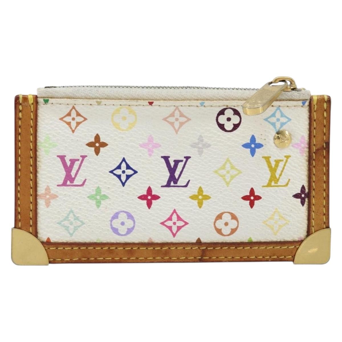 LOUIS VUITTON Monogram Multicolor Pochette Cles Purse White M92655 Auth LNZ175