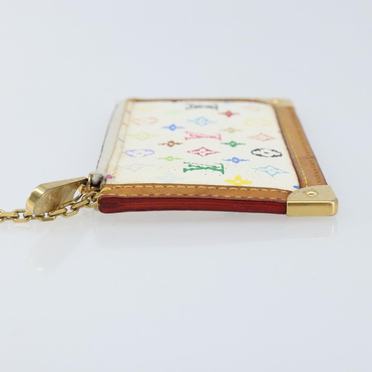 LOUIS VUITTON Monogram Multicolor Pochette Cles Purse White M92655 Auth LNZ175