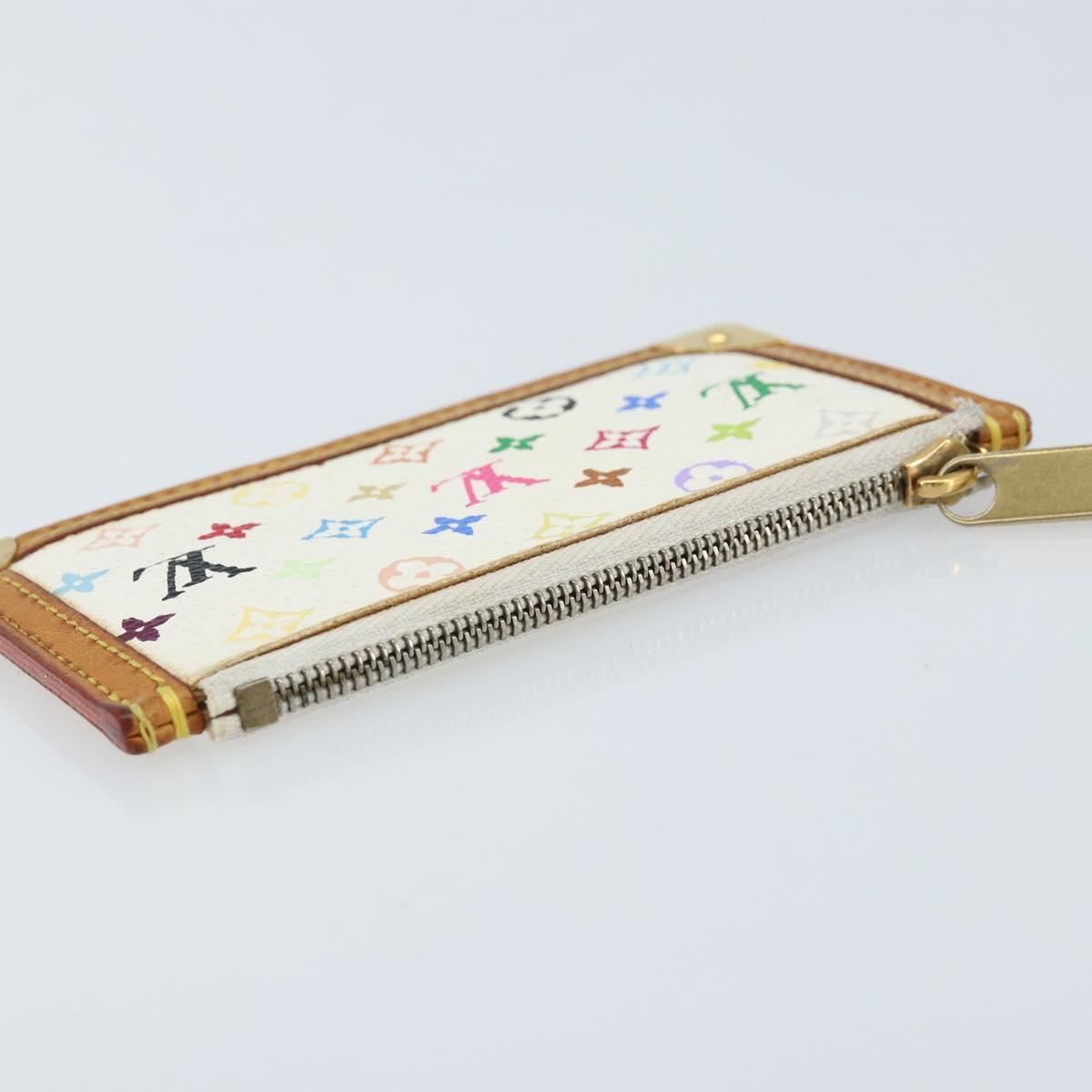 LOUIS VUITTON Monogram Multicolor Pochette Cles Purse White M92655 Auth LNZ175