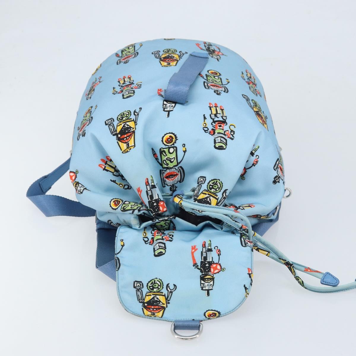 PRADA Backpack Nylon Light Blue Silver Auth LNZ196A
