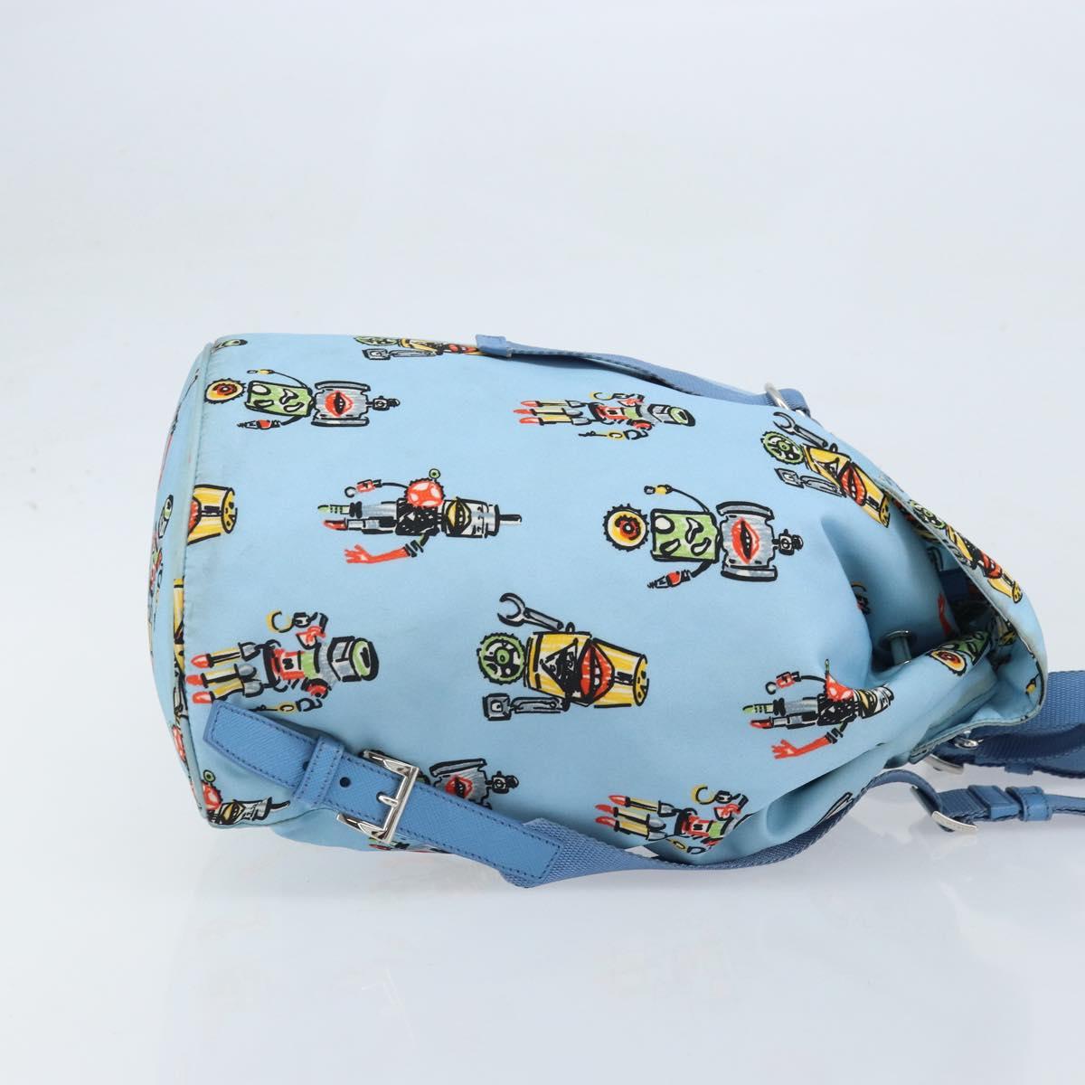 PRADA Backpack Nylon Light Blue Silver Auth LNZ196A