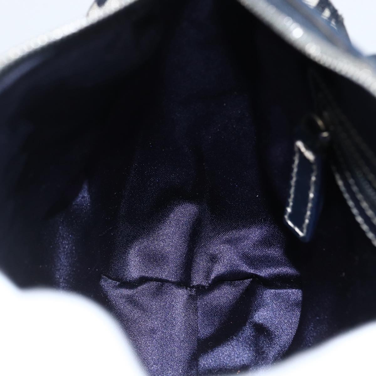 FENDI Zucchino Canvas Hand Bag Navy Silver Auth LNZ205