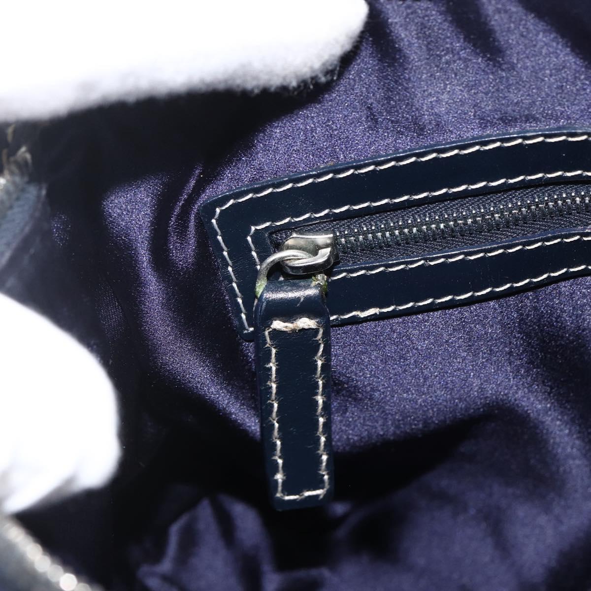 FENDI Zucchino Canvas Hand Bag Navy Silver Auth LNZ205