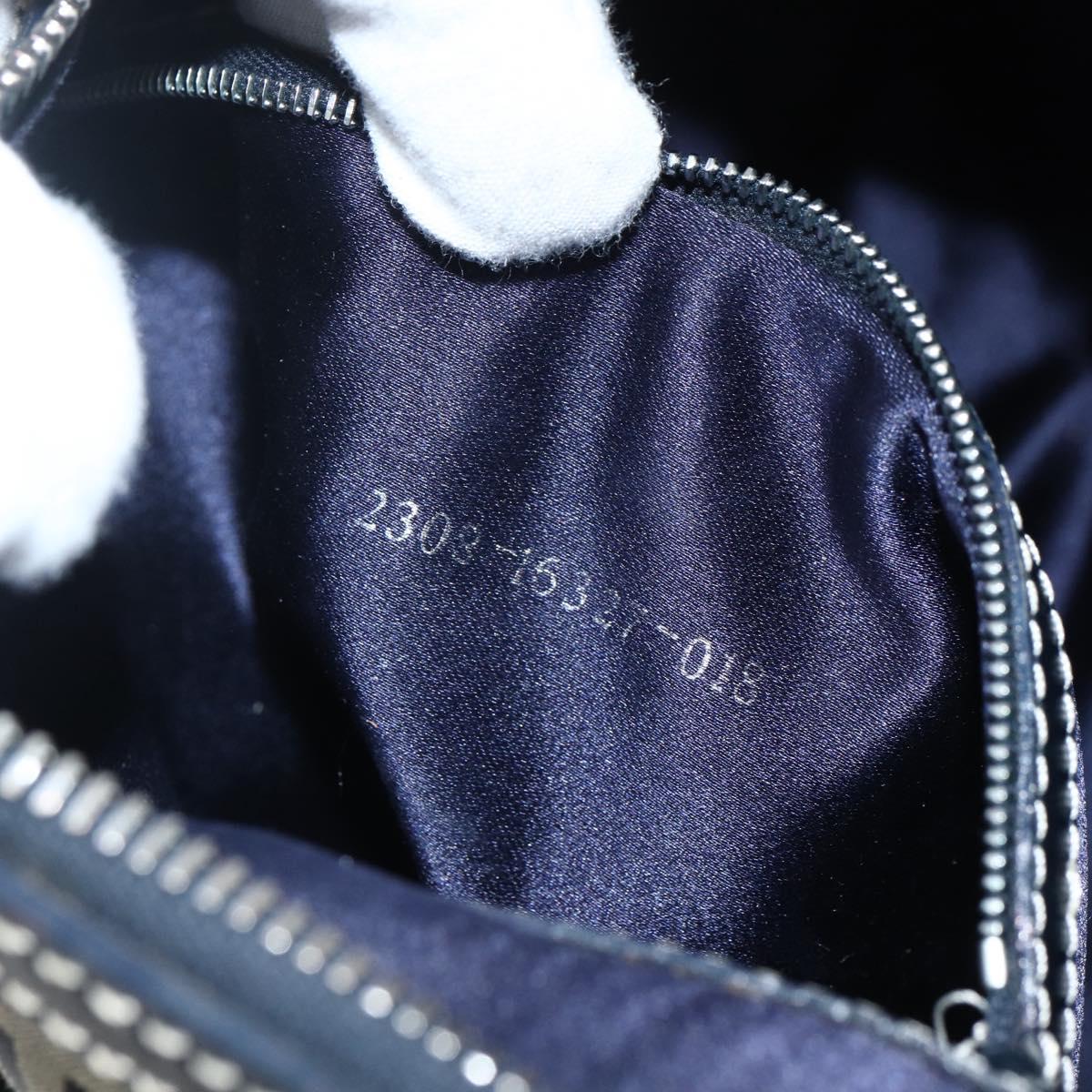 FENDI Zucchino Canvas Hand Bag Navy Silver Auth LNZ205