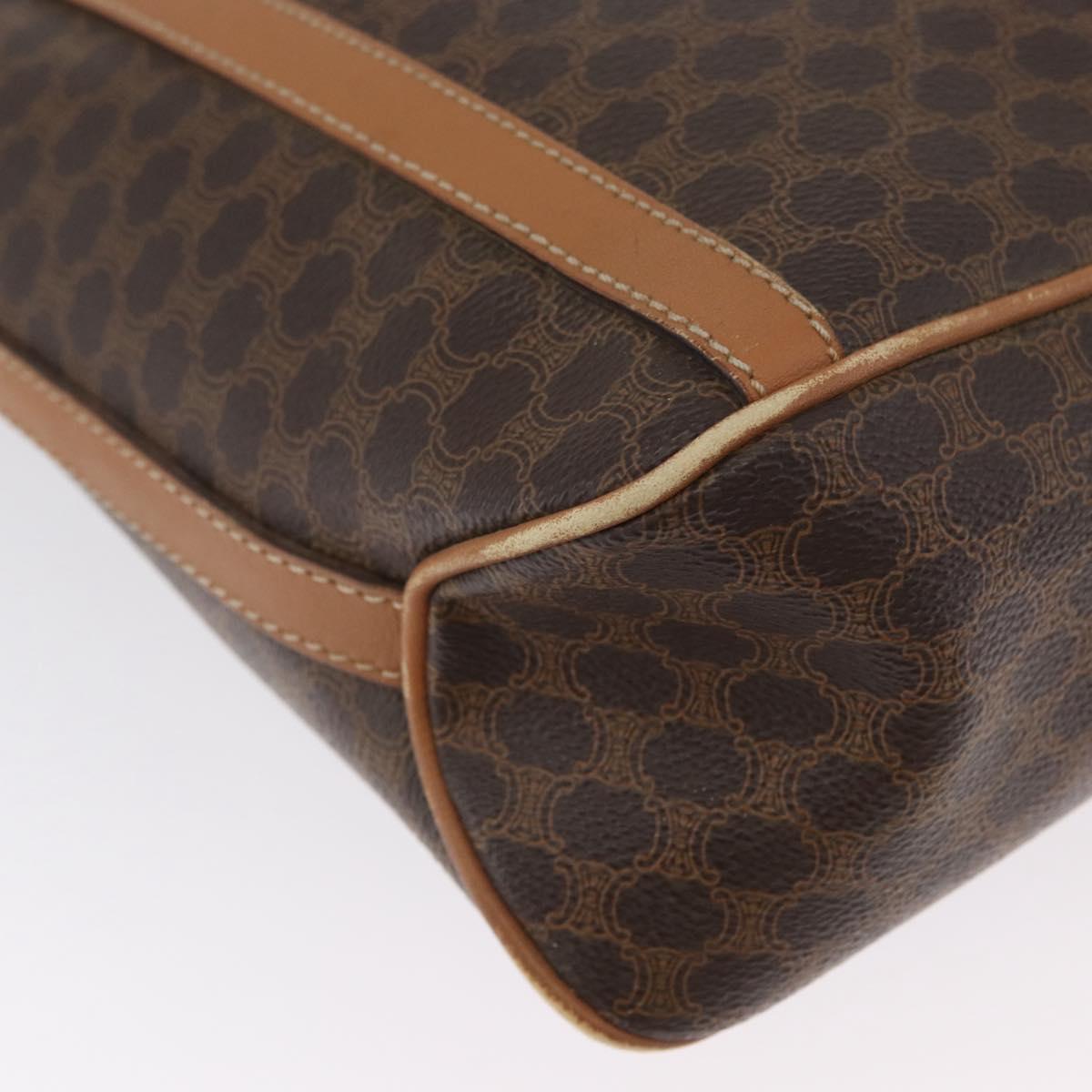 CELINE Macadam Canvas Shoulder Bag PVC Leather Brown Gold Auth LNZ210
