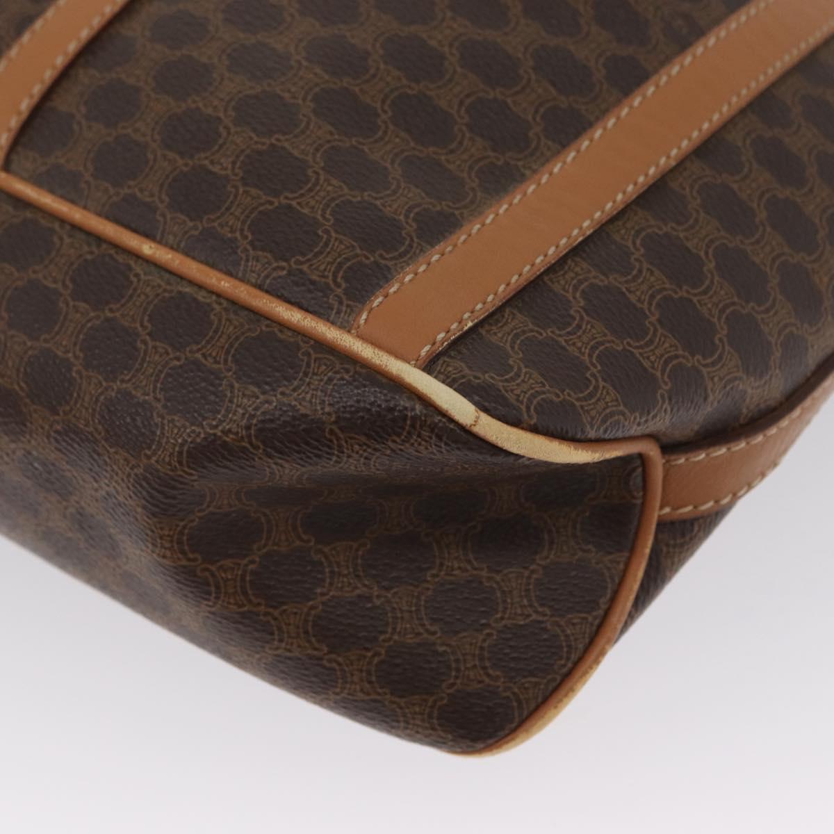 CELINE Macadam Canvas Shoulder Bag PVC Leather Brown Gold Auth LNZ210