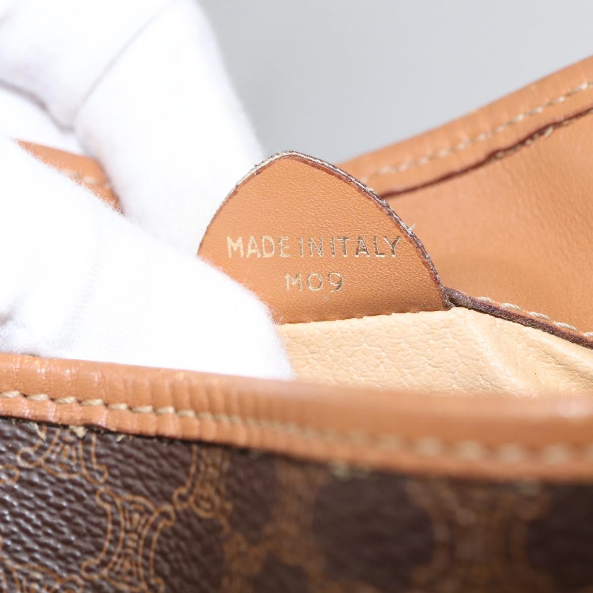 CELINE Macadam Canvas Shoulder Bag PVC Leather Brown Gold Auth LNZ210
