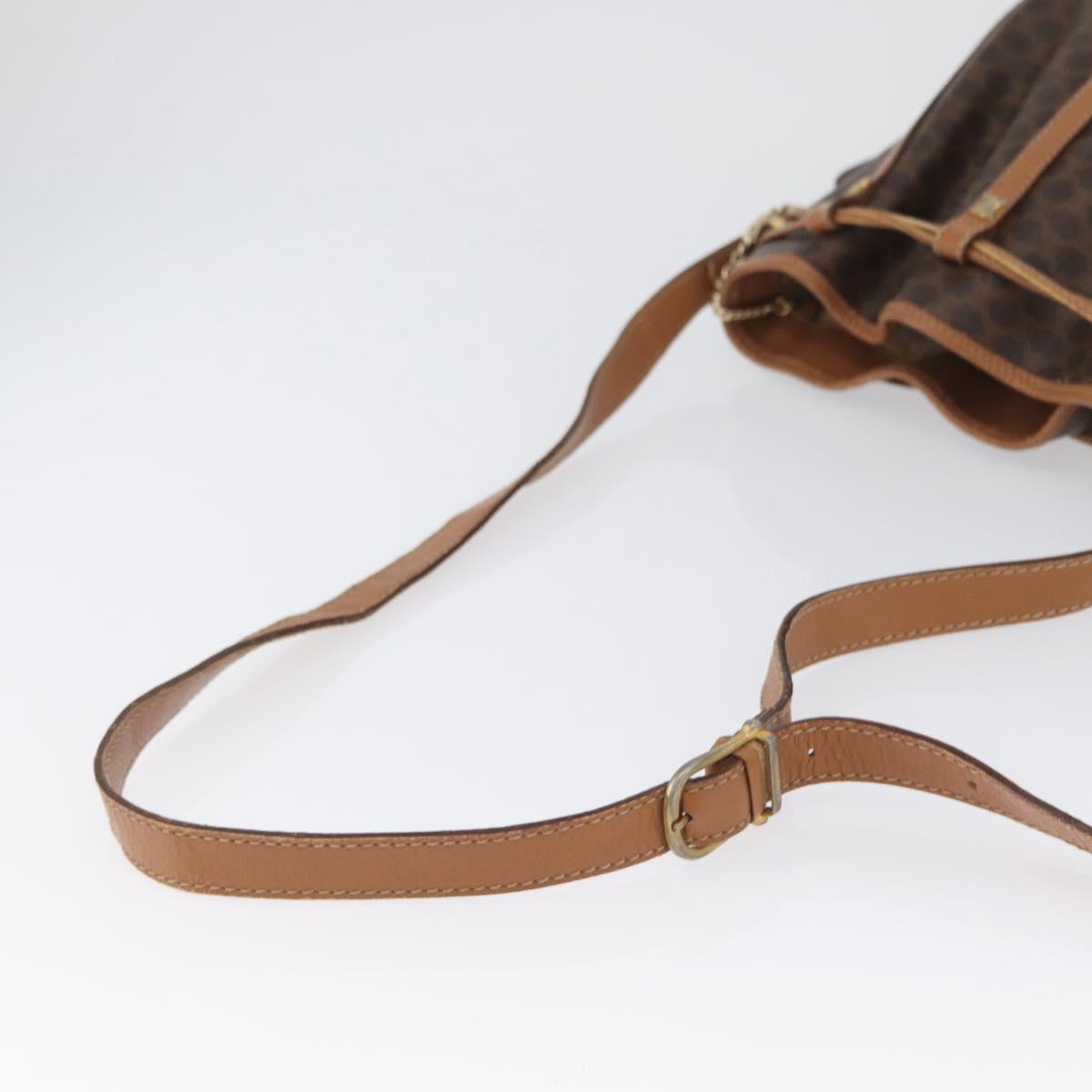 CELINE Macadam Canvas Shoulder Bag PVC Leather Brown Gold Auth LNZ210