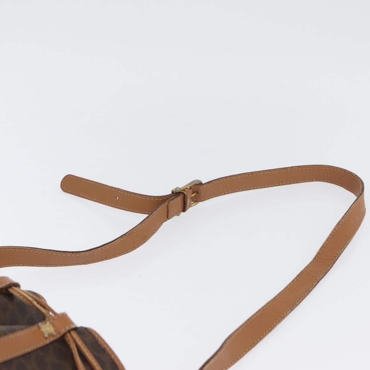CELINE Macadam Canvas Shoulder Bag PVC Leather Brown Gold Auth LNZ210