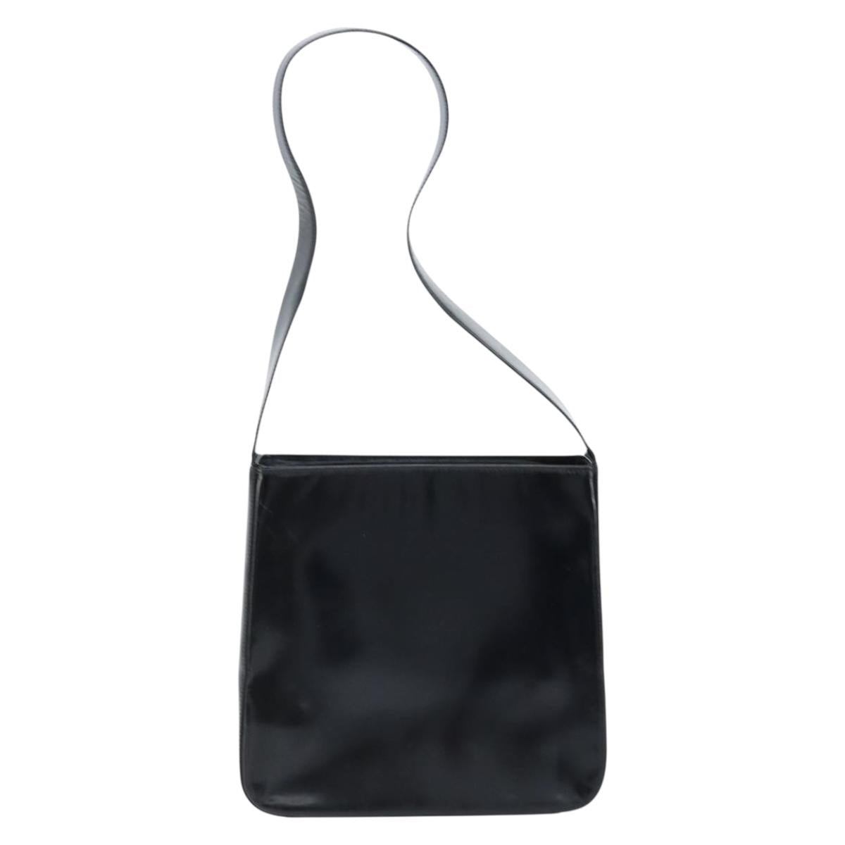 CELINE Shoulder Bag Leather Black Gold Auth LNZ211