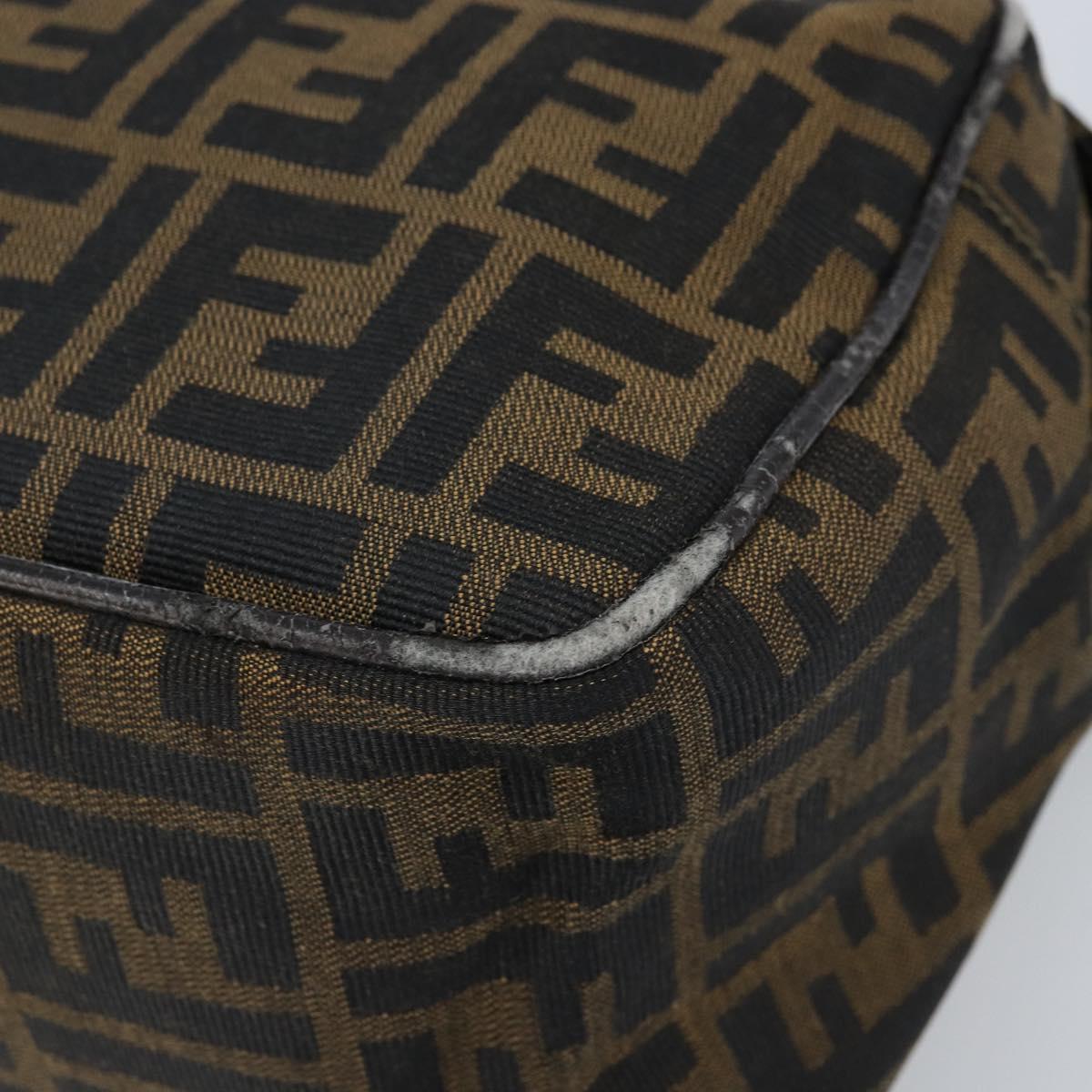 FENDI Zucca Canvas Shoulder Bag Brown Black Auth LNZ213