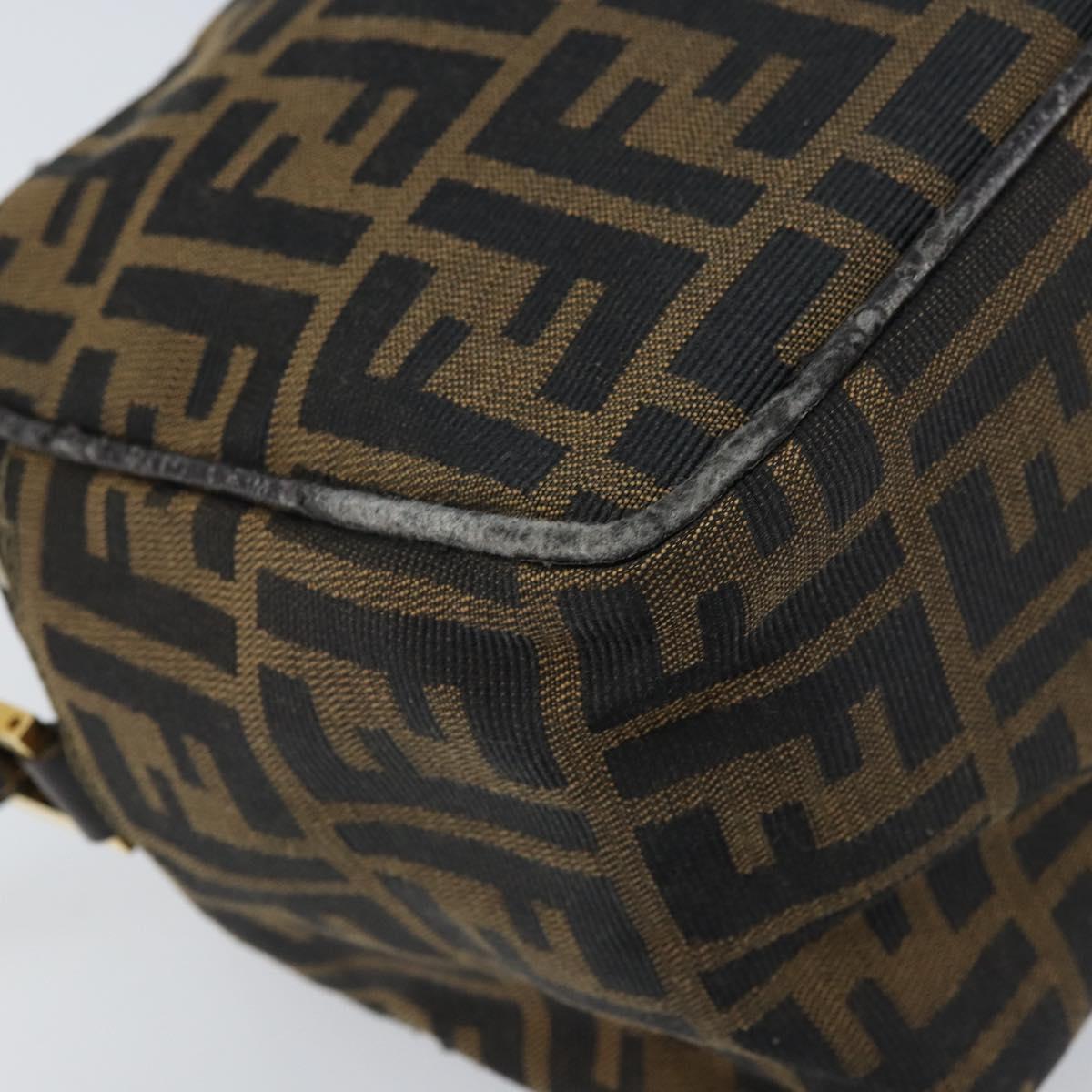 FENDI Zucca Canvas Shoulder Bag Brown Black Auth LNZ213