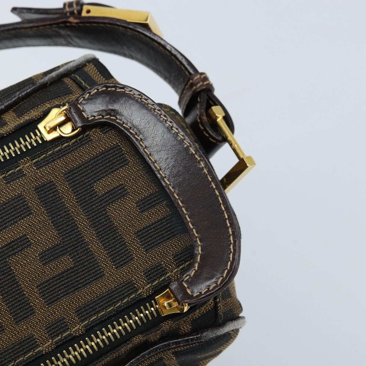 FENDI Zucca Canvas Shoulder Bag Brown Black Auth LNZ213