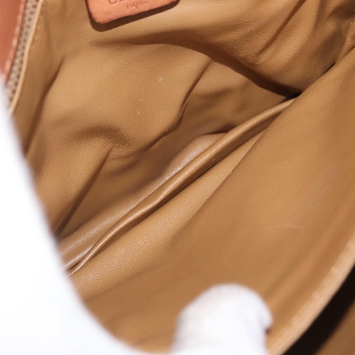 CELINE Macadam Canvas Shoulder Bag PVC Leather Brown Gold Auth LNZ224