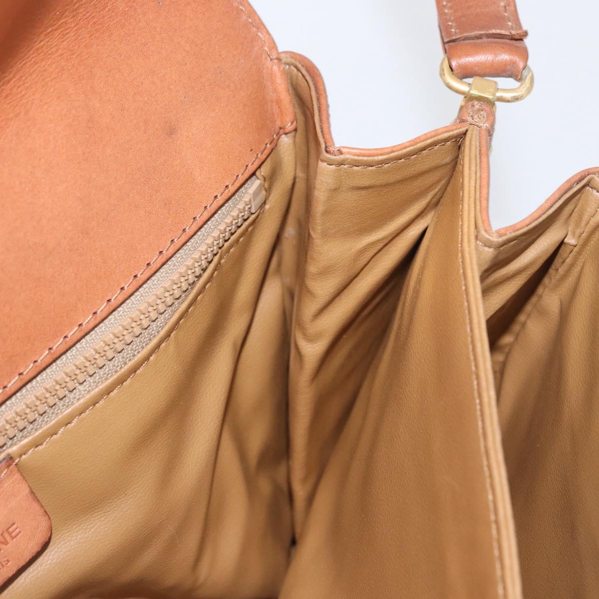 CELINE Macadam Canvas Shoulder Bag PVC Leather Brown Gold Auth LNZ224