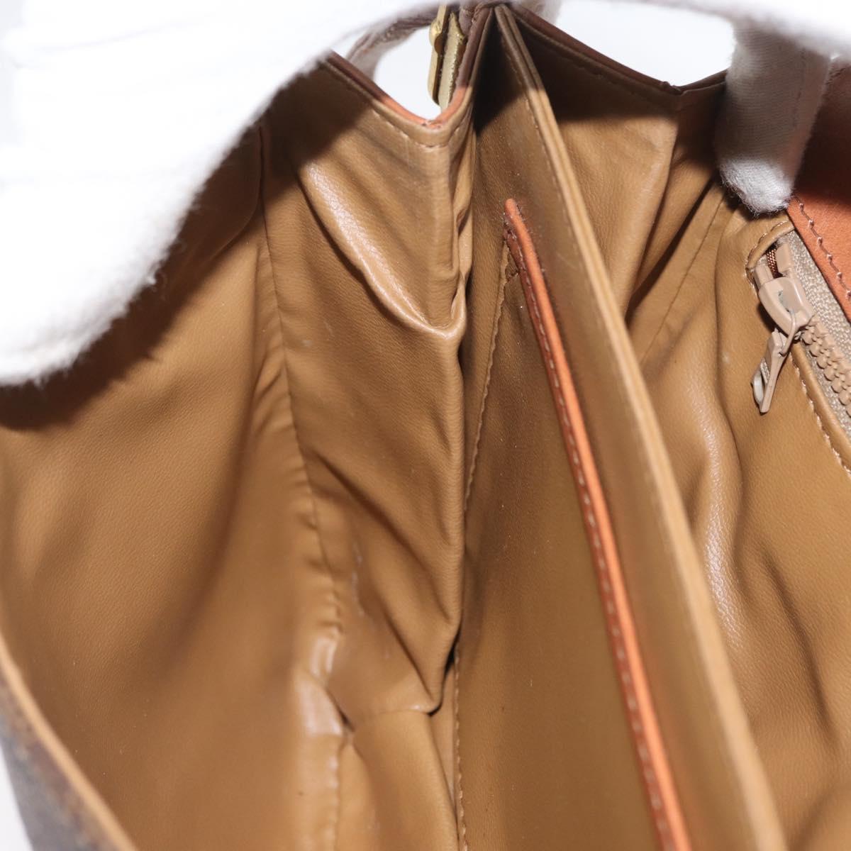 CELINE Macadam Canvas Shoulder Bag PVC Leather Brown Gold Auth LNZ224