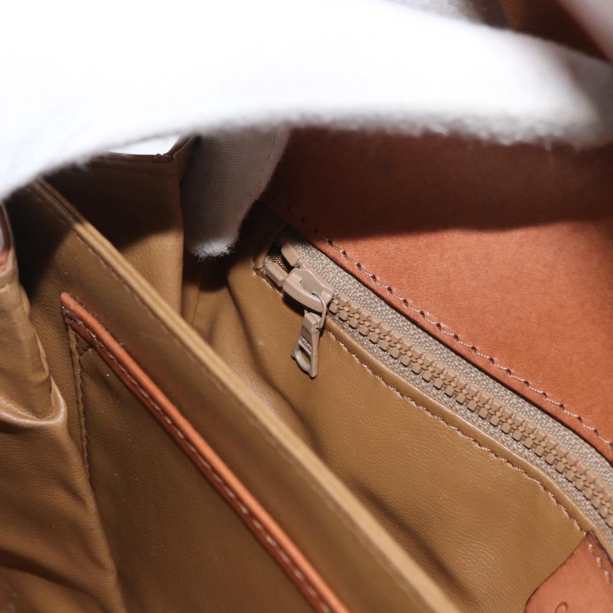 CELINE Macadam Canvas Shoulder Bag PVC Leather Brown Gold Auth LNZ224
