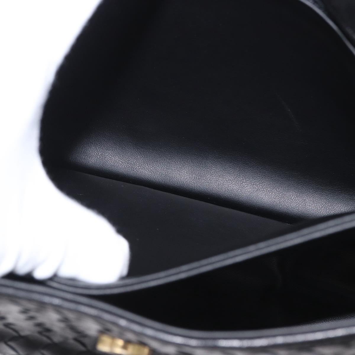 BALLY Hand Bag Leather Black Gold Auth LNZ227A