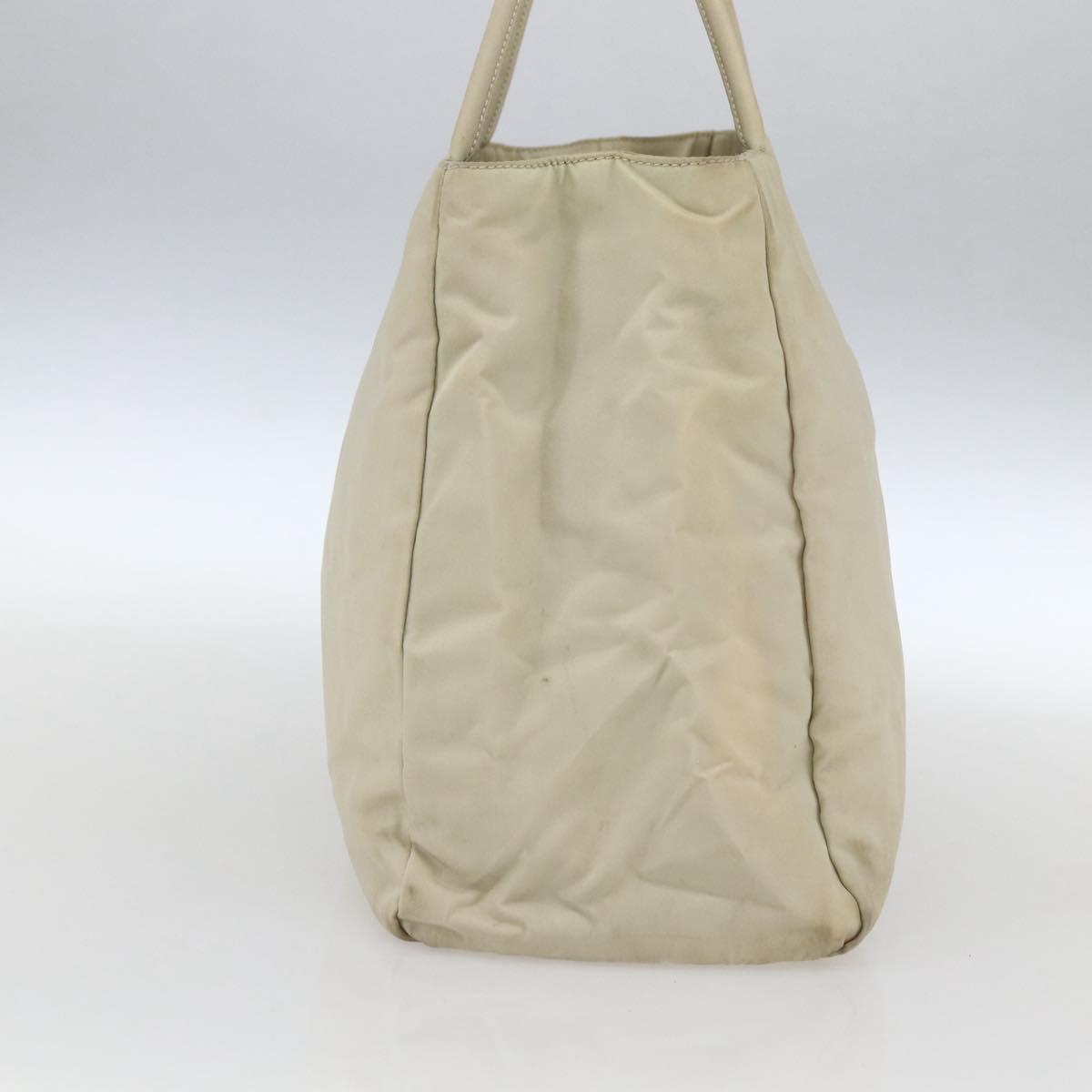 PRADA Hand Bag Nylon Ivory Silver Auth LNZ228