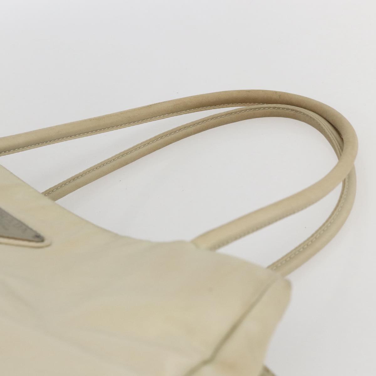 PRADA Hand Bag Nylon Ivory Silver Auth LNZ228