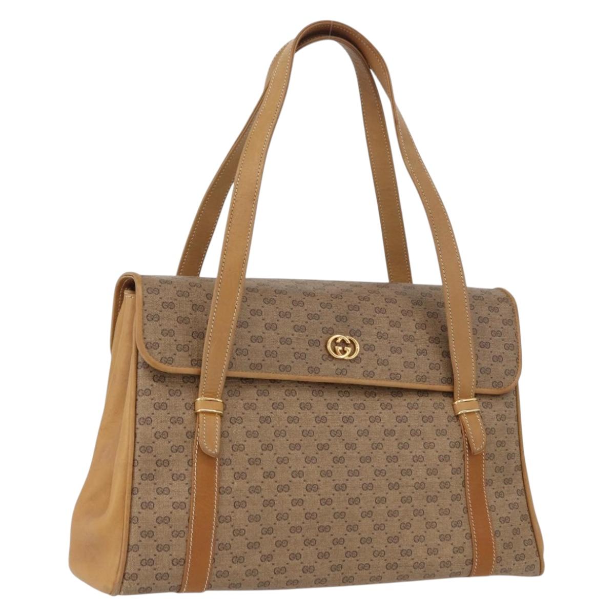 GUCCI Micro GG Supreme Shoulder Bag PVC Beige Gold 46 000 4857 Auth LNZ231