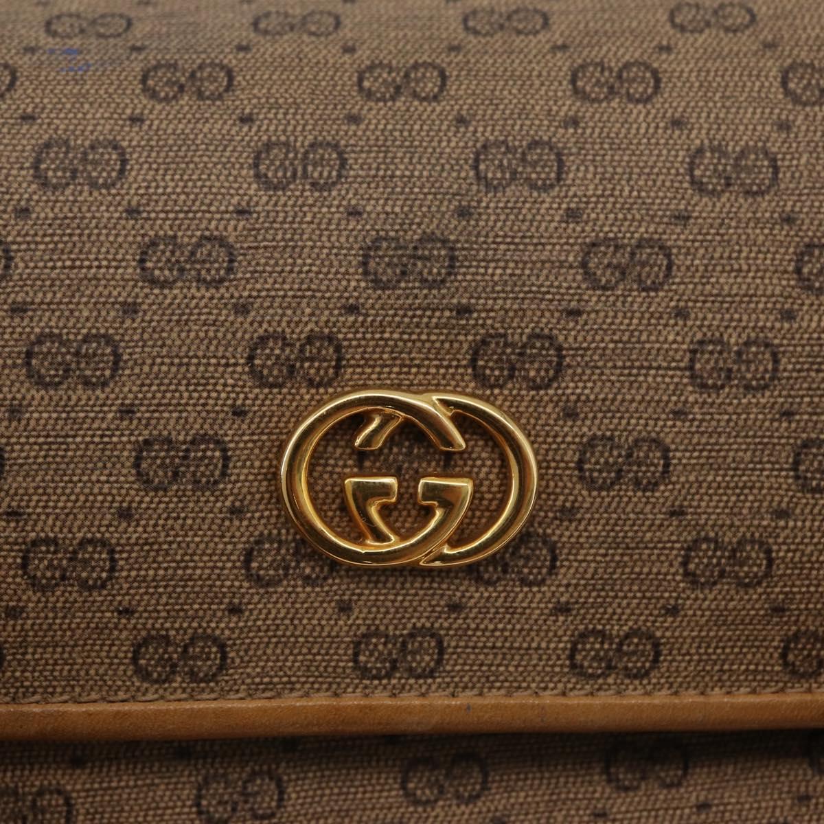GUCCI Micro GG Supreme Shoulder Bag PVC Beige Gold 46 000 4857 Auth LNZ231