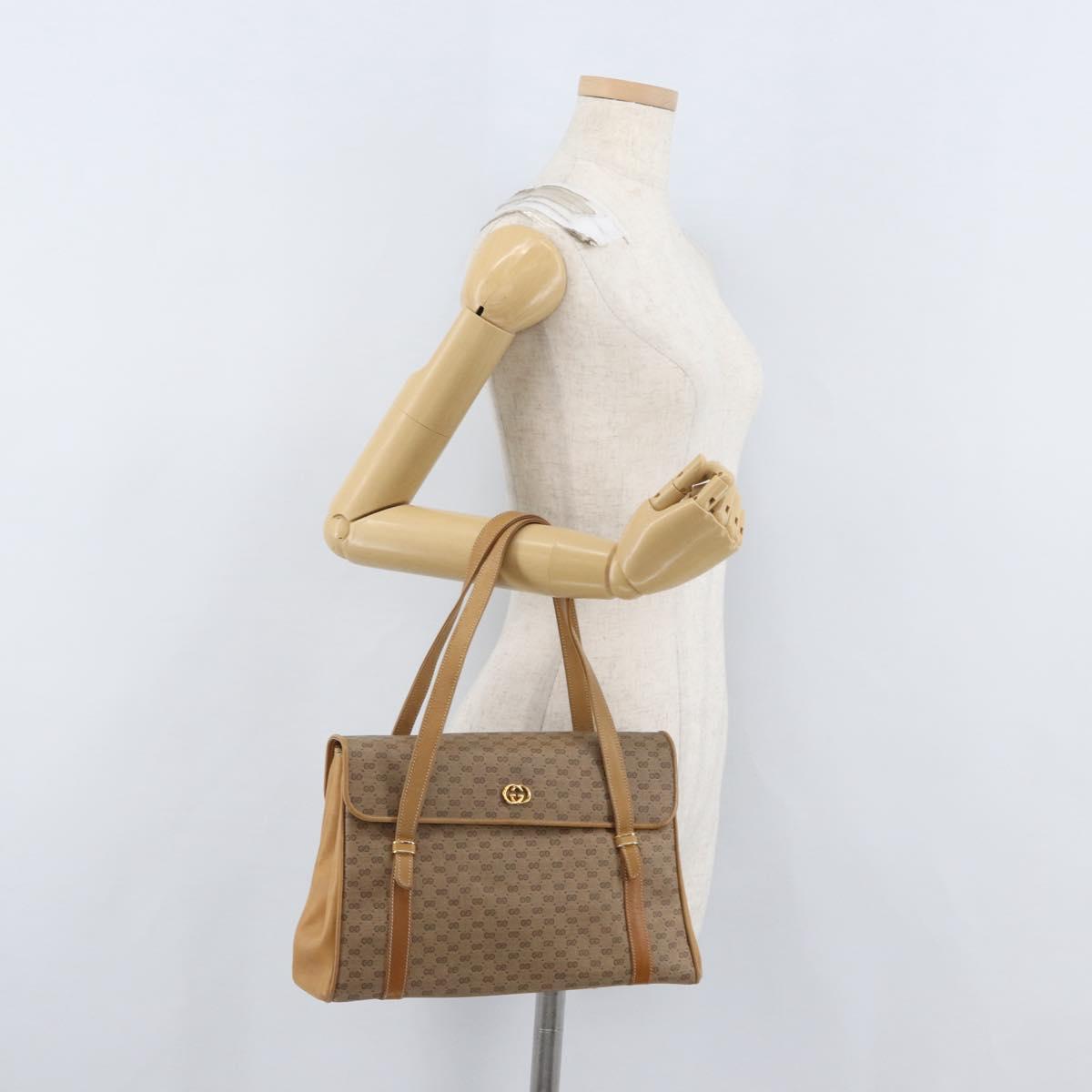 GUCCI Micro GG Supreme Shoulder Bag PVC Beige Gold 46 000 4857 Auth LNZ231