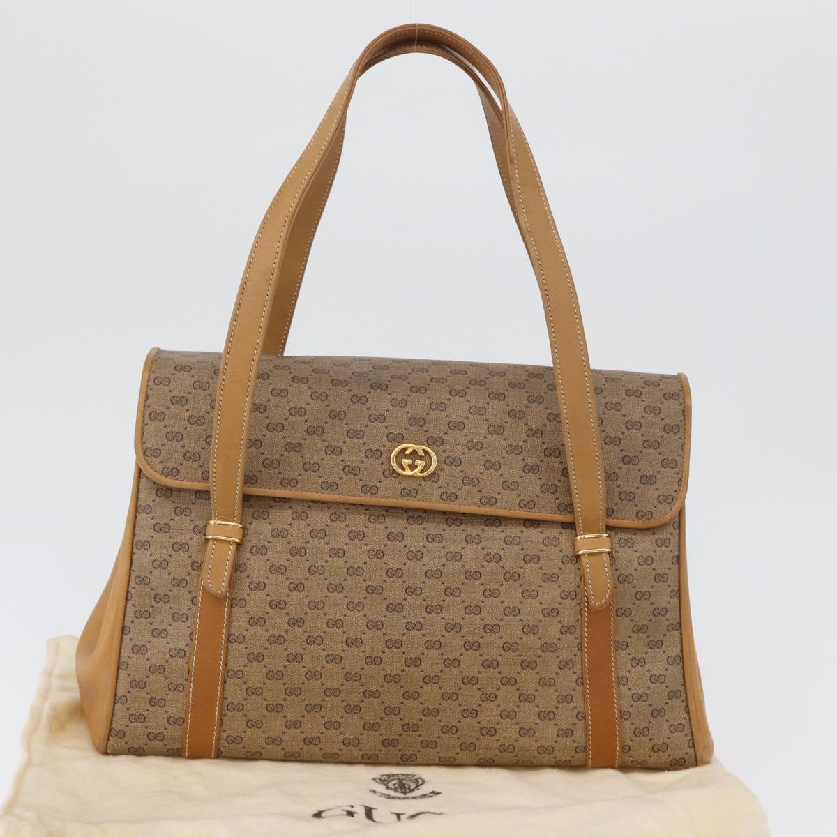 GUCCI Micro GG Supreme Shoulder Bag PVC Beige Gold 46 000 4857 Auth LNZ231