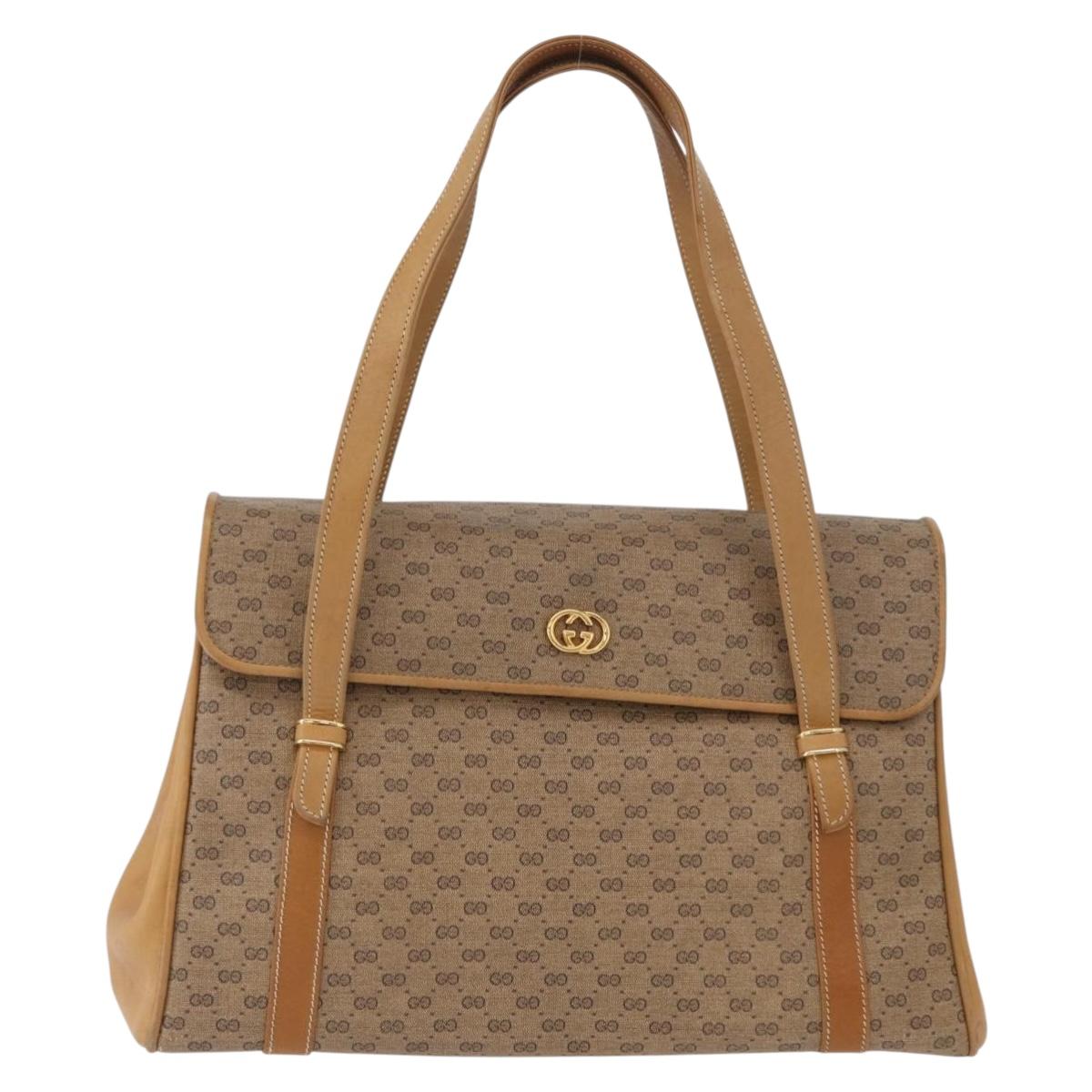 GUCCI Micro GG Supreme Shoulder Bag PVC Beige Gold 46 000 4857 Auth LNZ231