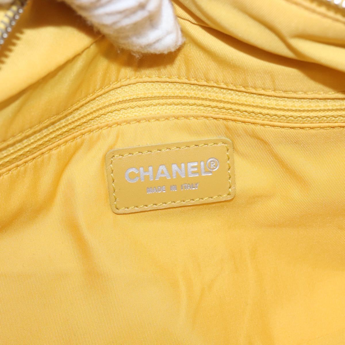 CHANEL New Travel Line Hand Bag Nylon Yellow Silver CC Auth LNZ232