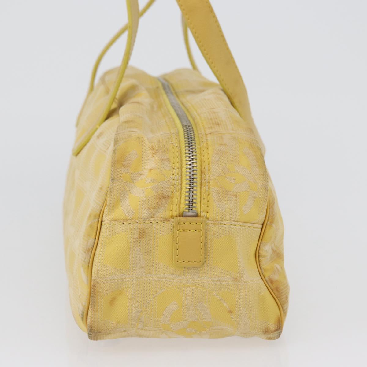 CHANEL New Travel Line Hand Bag Nylon Yellow Silver CC Auth LNZ232