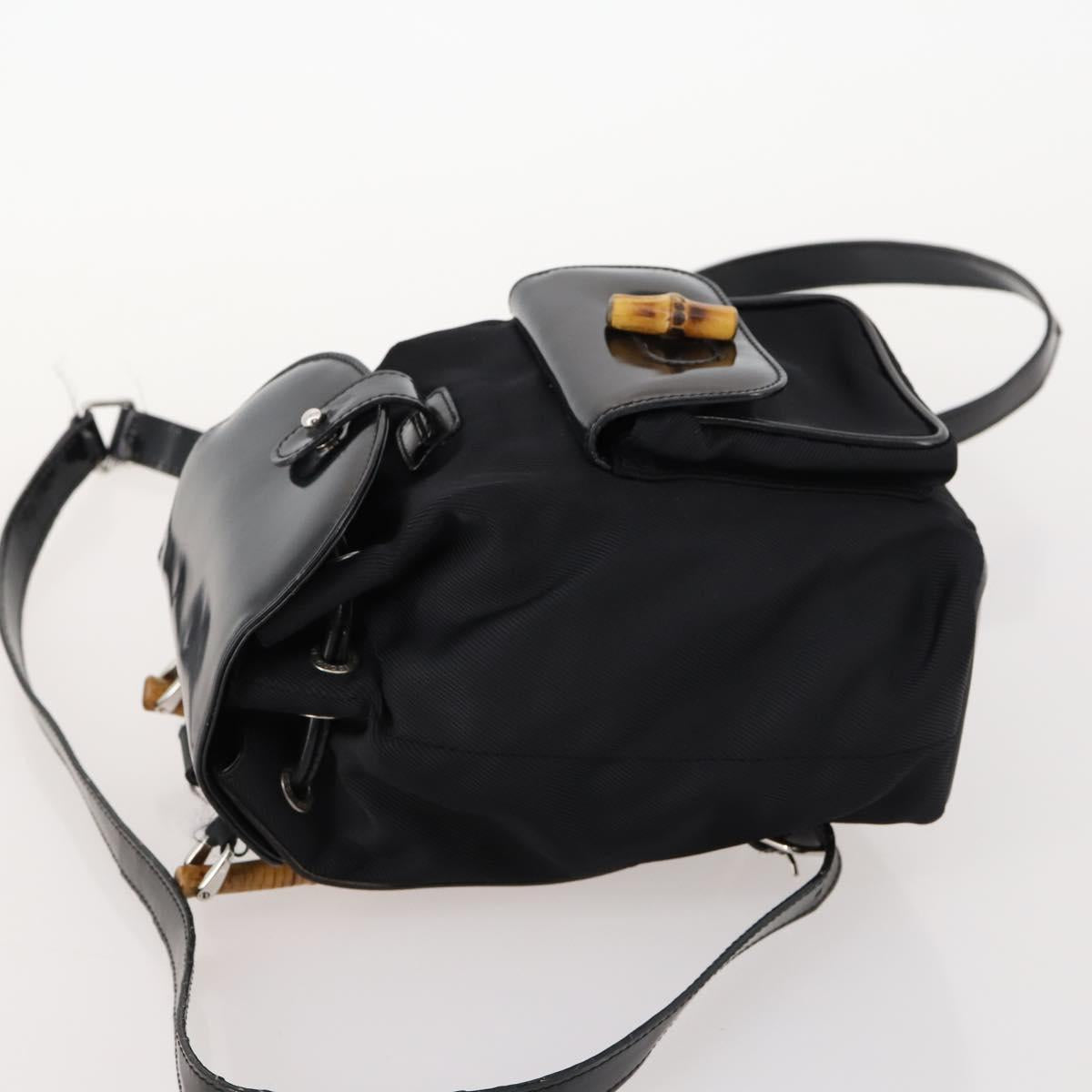 GUCCI Bamboo Backpack Patent leather Black Gold 003 2058 0030 Auth LNZ235